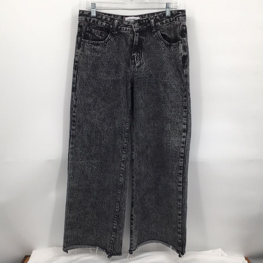 Disclosure Black Gray Bow Pocket Wide Leg Women's Jeans 9/29 Juniors